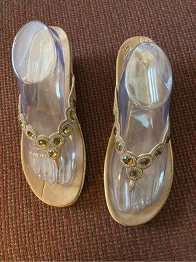 Skechers Women's Gold Jeweled Thong Sandals